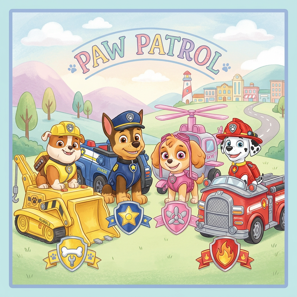 Paw Patrol Venner 2 Toppers Drinktoppers 6 stk Ø8 cm