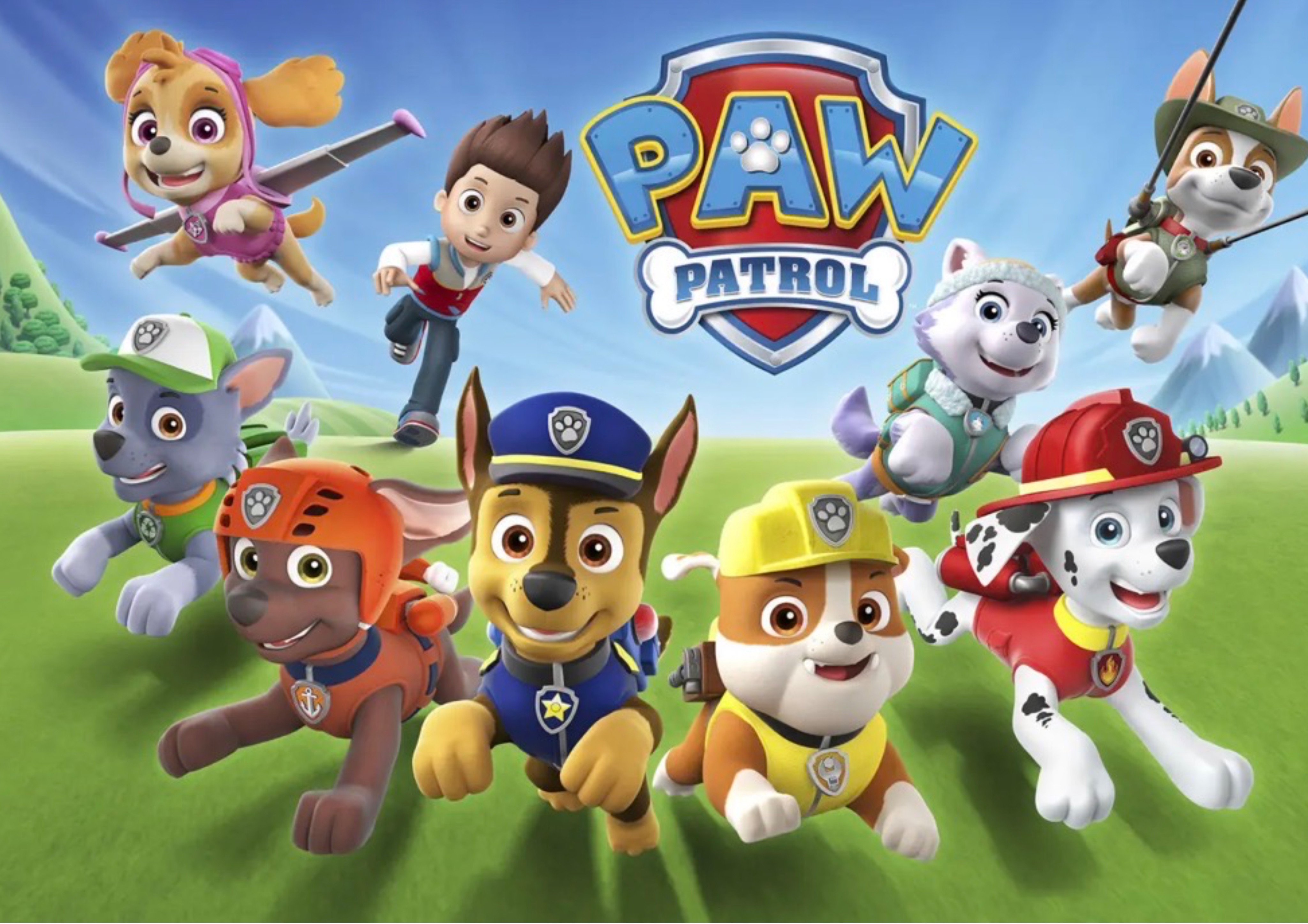 Hele Paw Patrol holdet 2 Toppers Drinktoppers 6 stk Ø8 cm