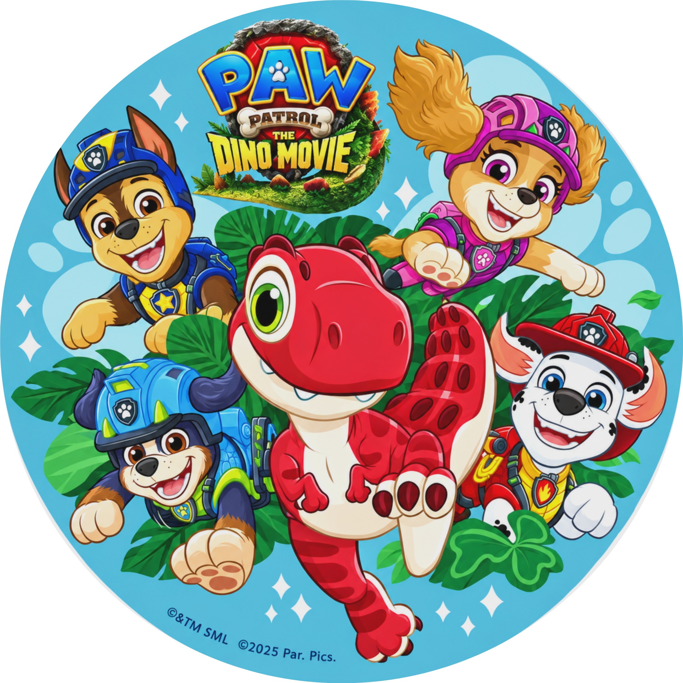Hvalpe og dinosaur Toppers Drinktoppers 6 stk Ø8 cm