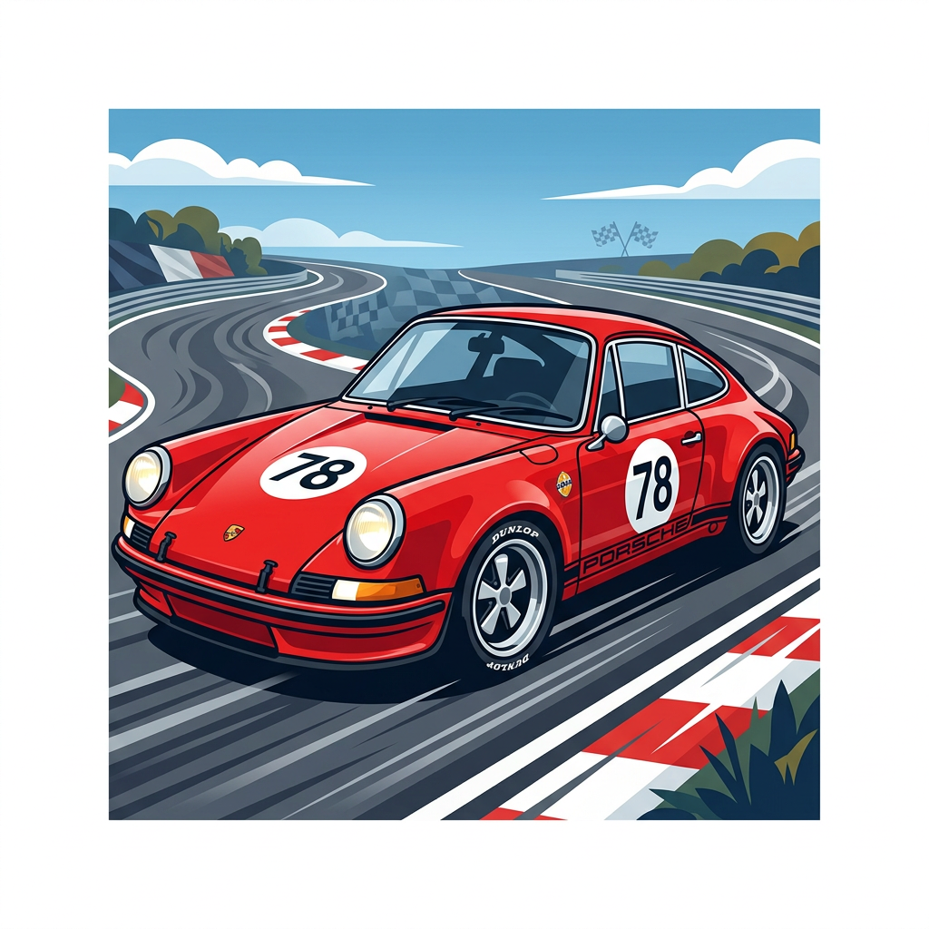 Rød Racerbane Porsche Toppers Drinktoppers 6 stk Ø8 cm