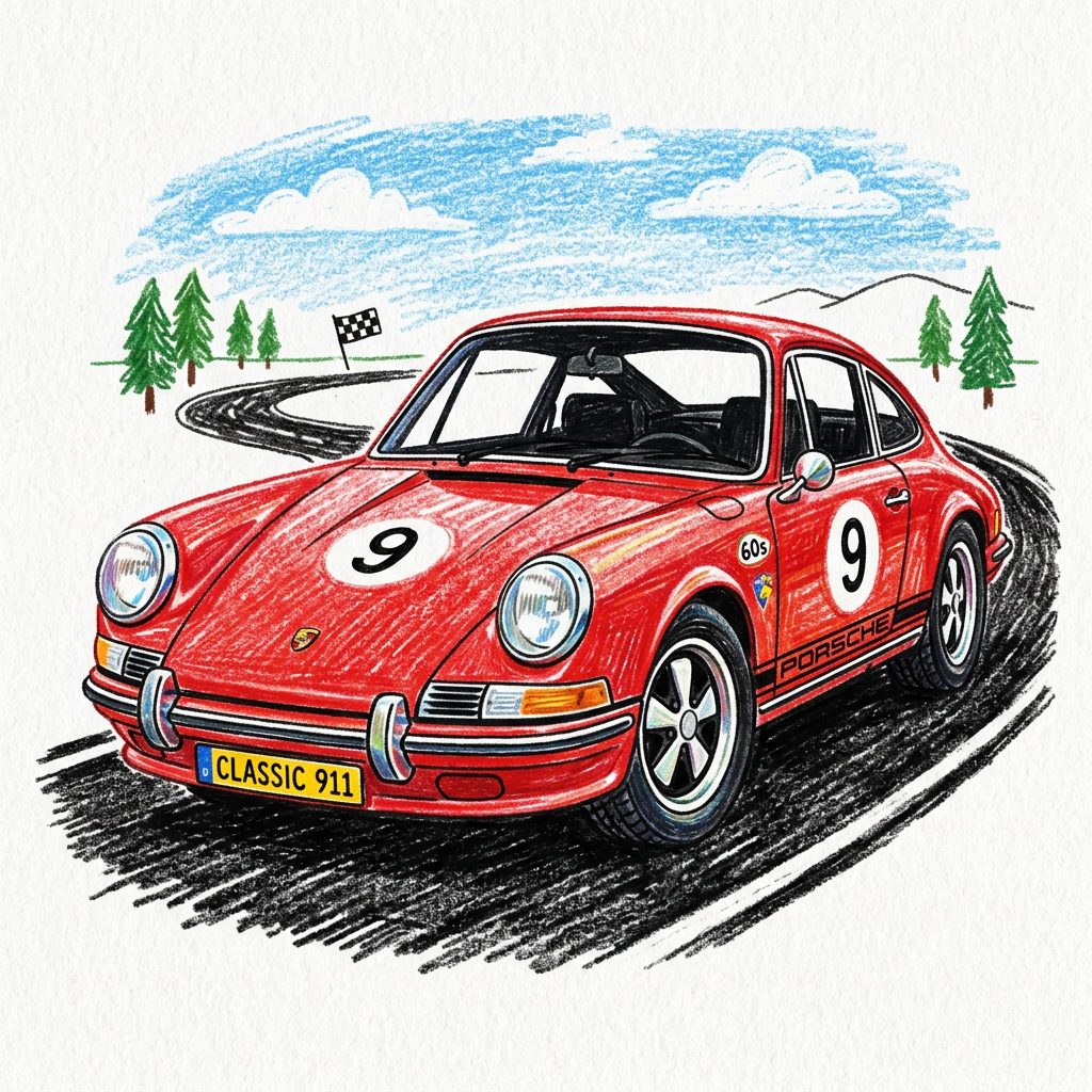 Rød racer Porsche 4 Toppers Drinktoppers 6 stk Ø8 cm