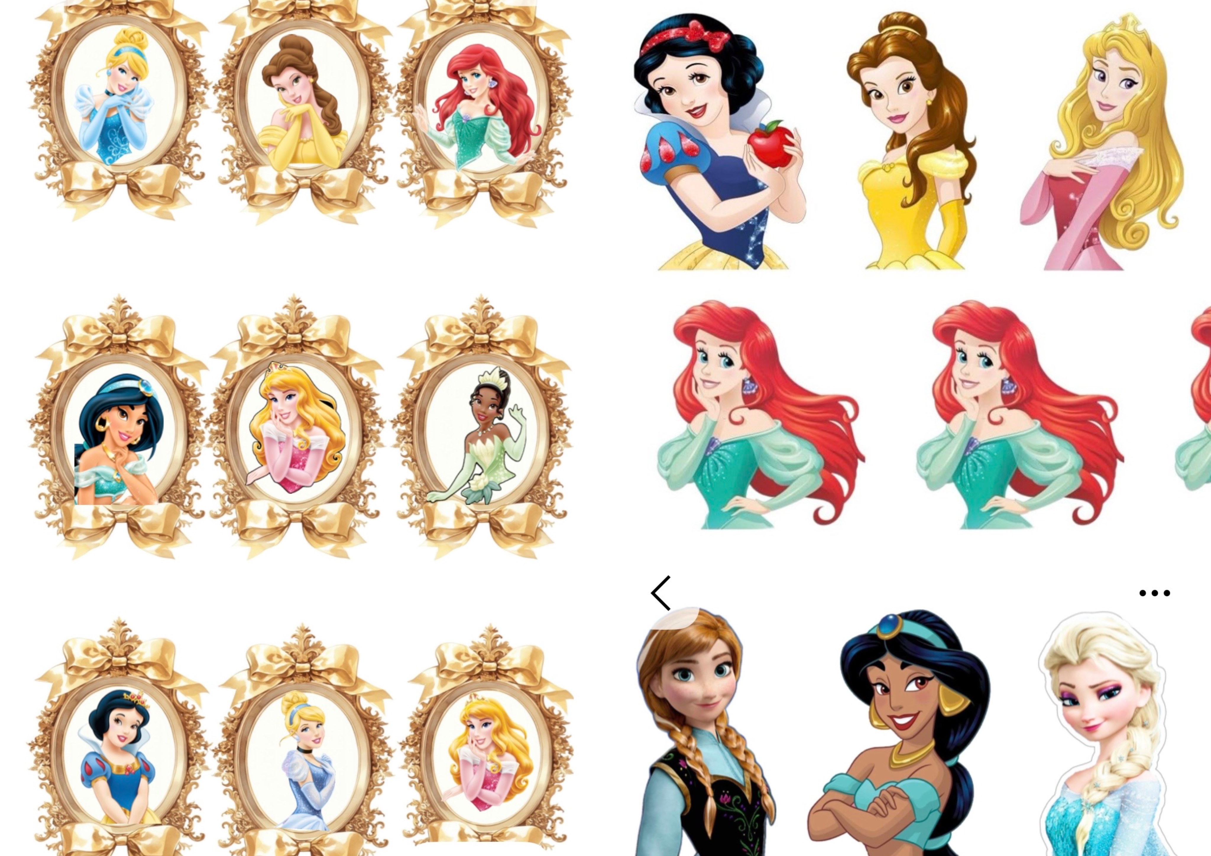 Prinsesser i guldrammer Toppers Drinktoppers 6 stk Ø8 cm