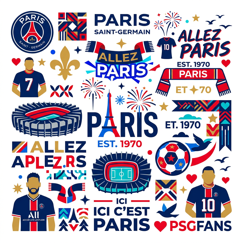 PSG Fodbold Collage Toppers Drinktoppers 6 stk Ø8 cm
