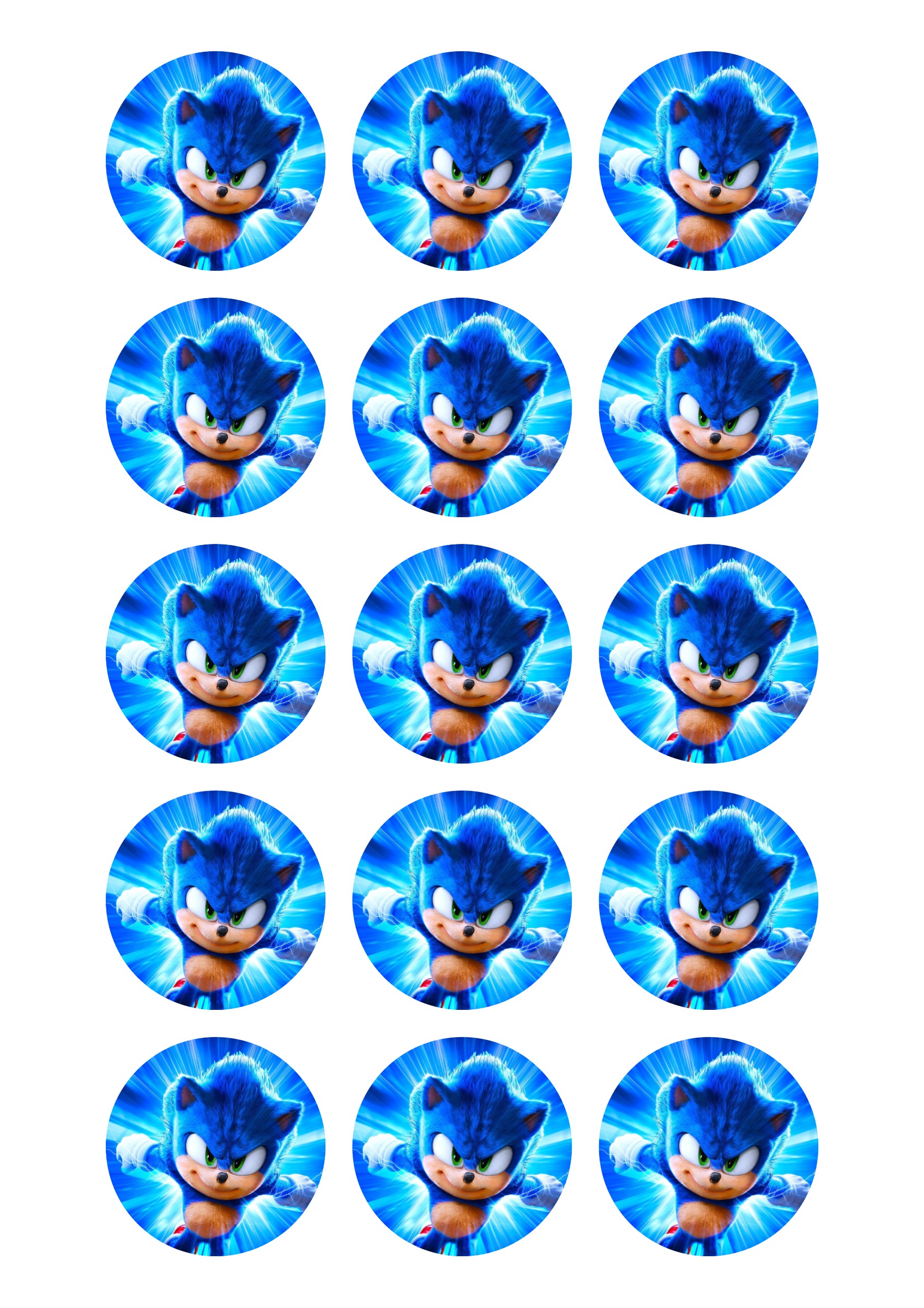 Sonic i fart 3 Toppers Drinktoppers 6 stk Ø8 cm