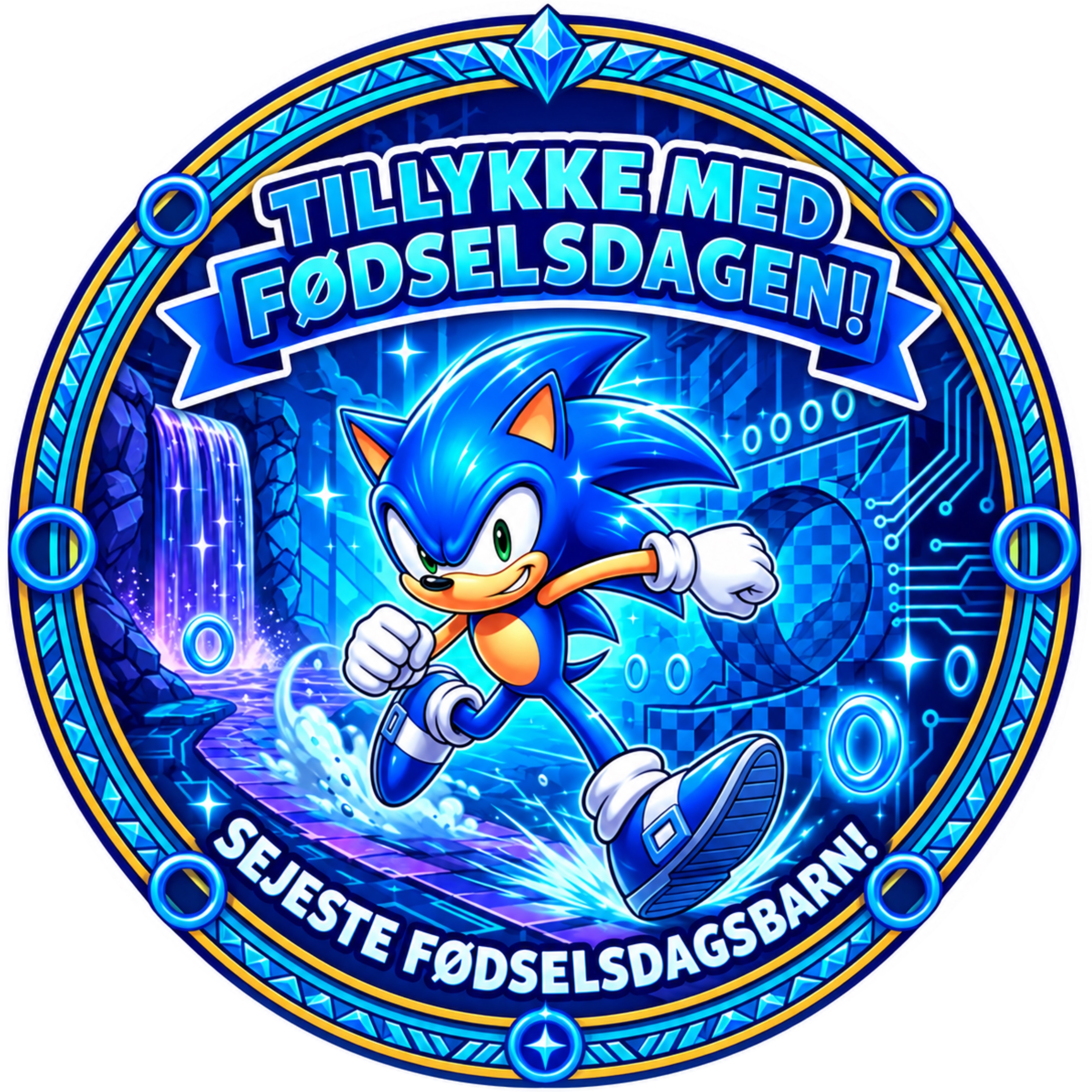 Sonic i fart 4 Toppers Drinktoppers 6 stk Ø8 cm