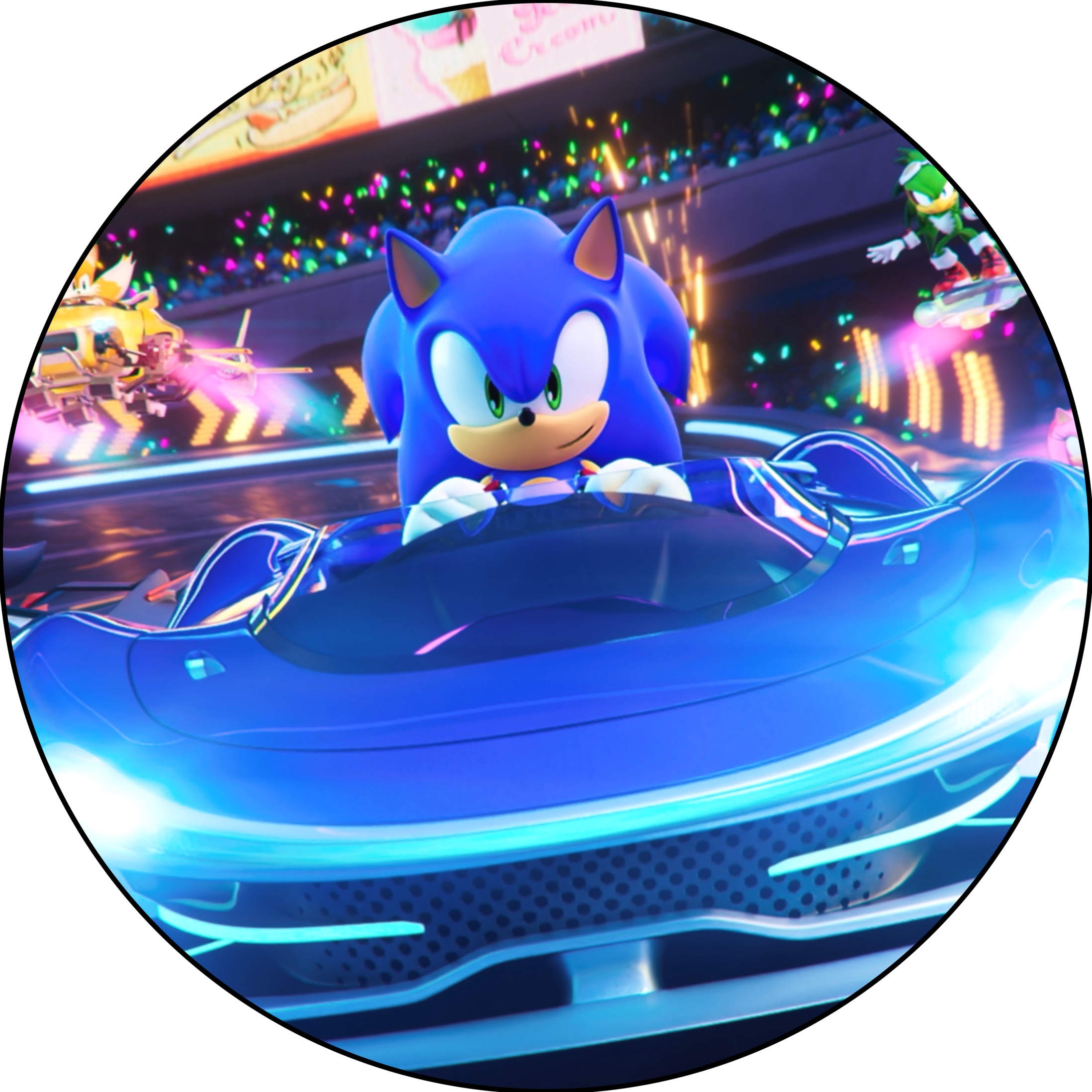 Sonic i racerbil Toppers Drinktoppers 6 stk Ø8 cm