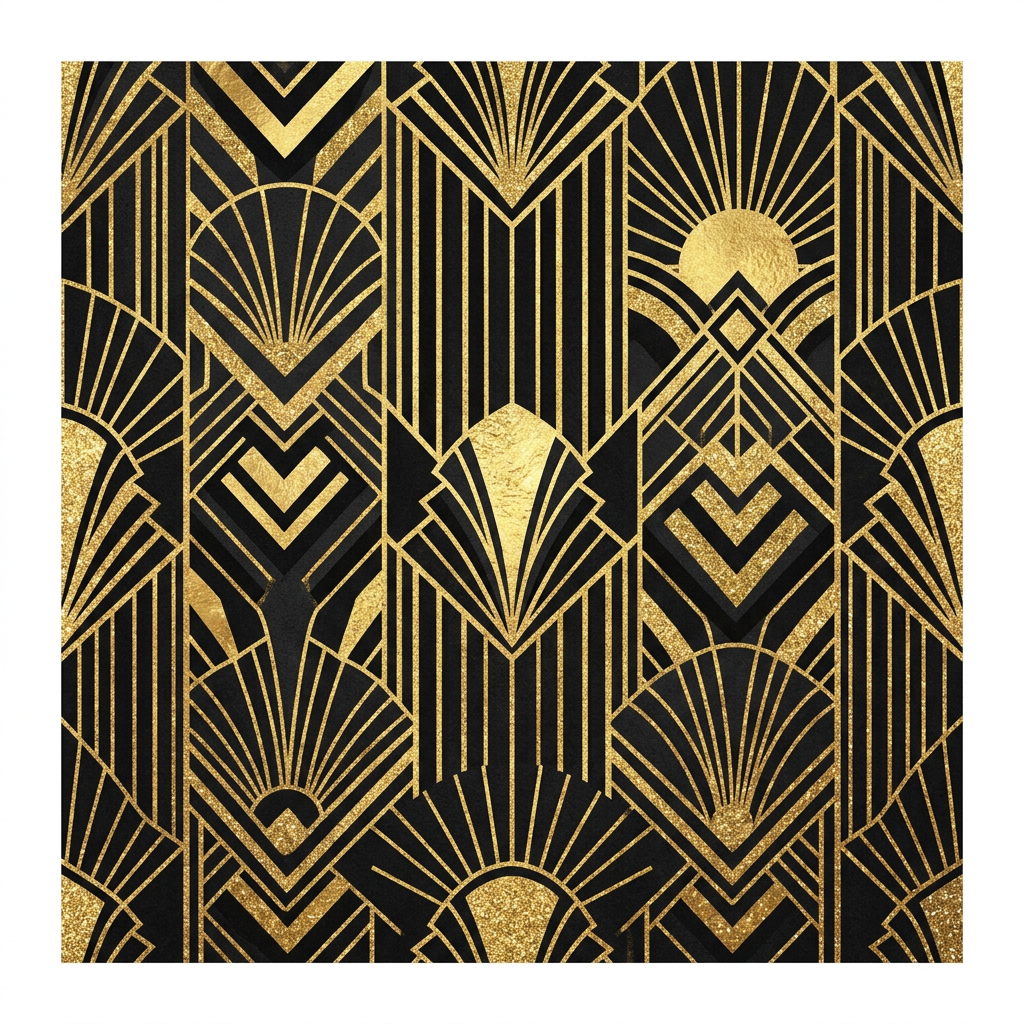 Guld Art Deco Mønster Toppers Drinktoppers 6 stk Ø8 cm