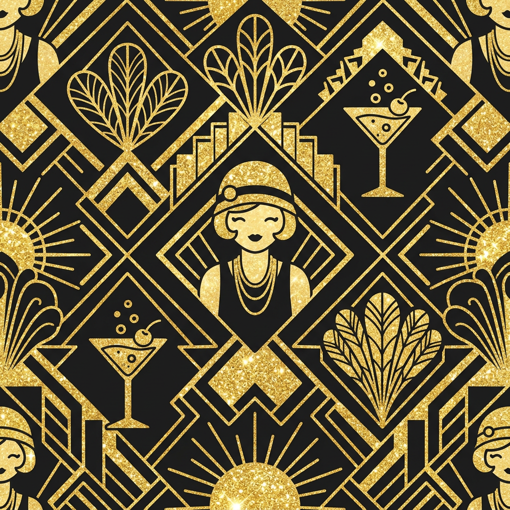 Guld Gatsby Damer Toppers Drinktoppers 6 stk Ø8 cm