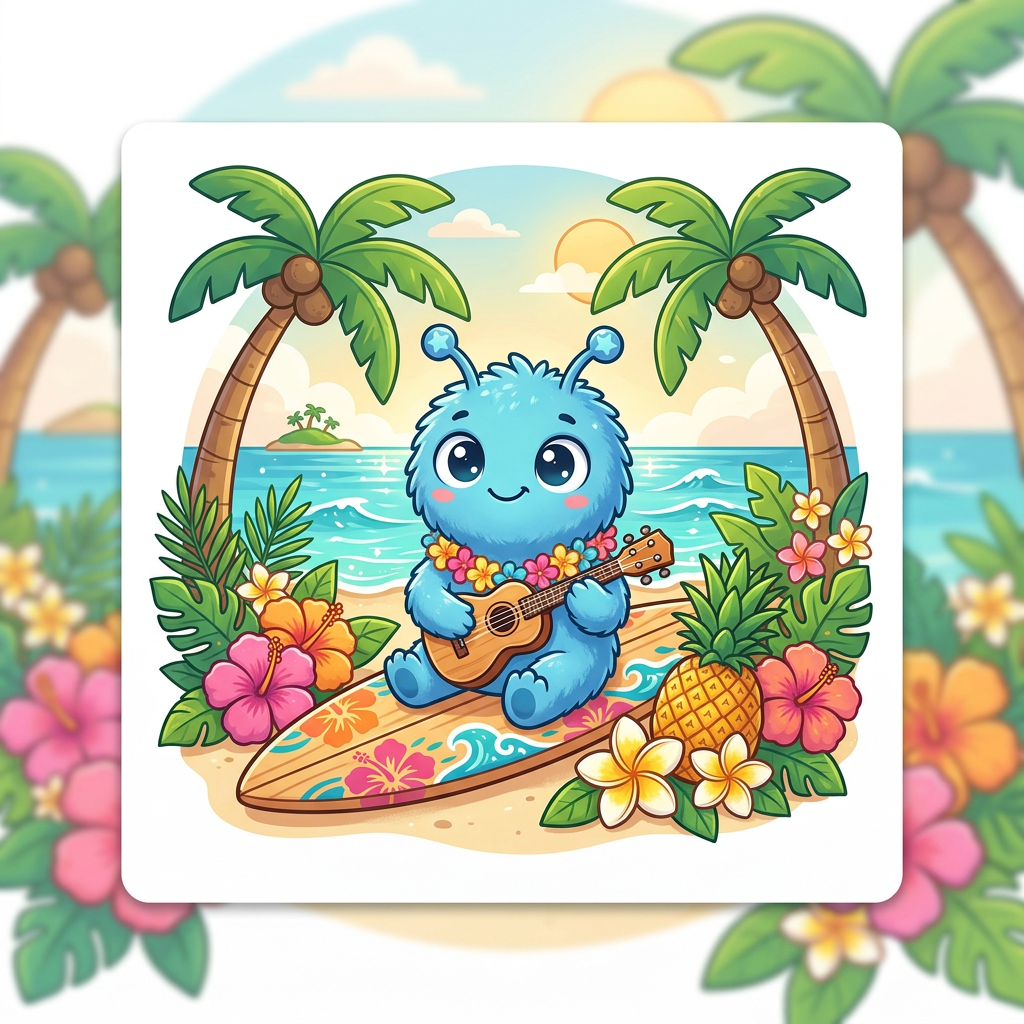Stitch Hula Musik Toppers Drinktoppers 6 stk Ø8 cm