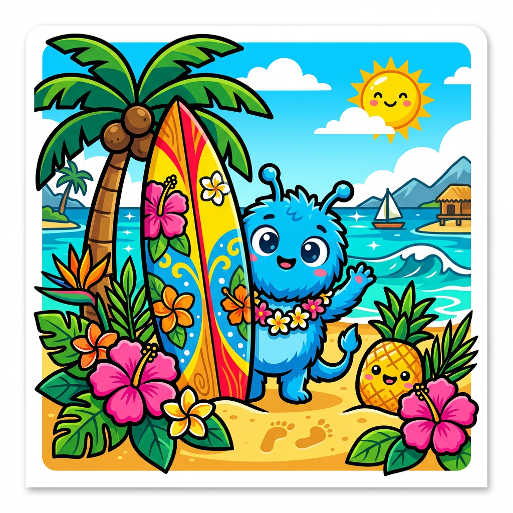 Stitch på stranden Toppers Drinktoppers 6 stk Ø8 cm