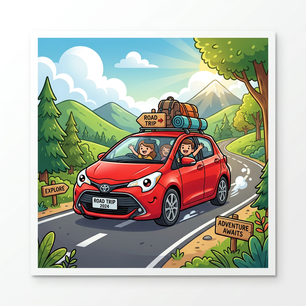 Rød Toyota Roadtrip Toppers Drinktoppers 6 stk Ø8 cm