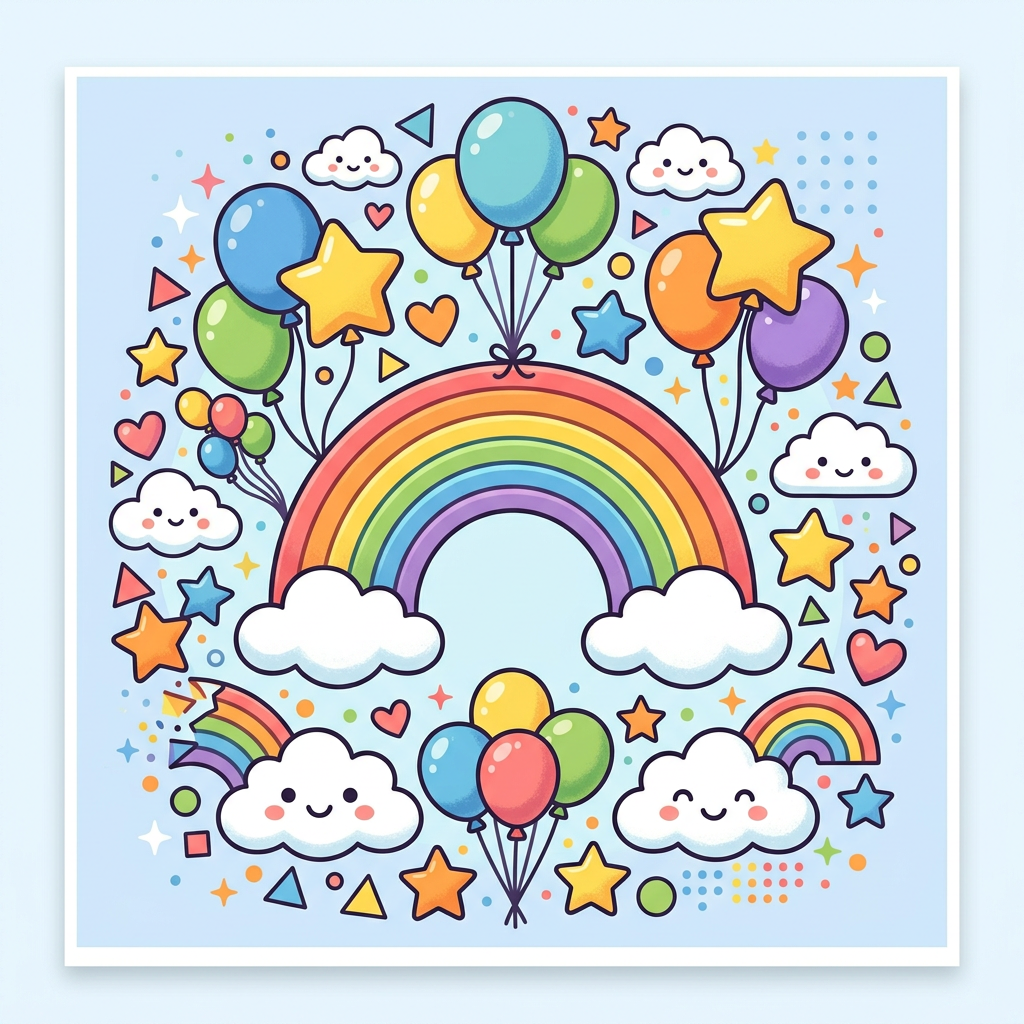 Regnbue Ballong Fest Toppers Drinktoppers 6 stk Ø8 cm