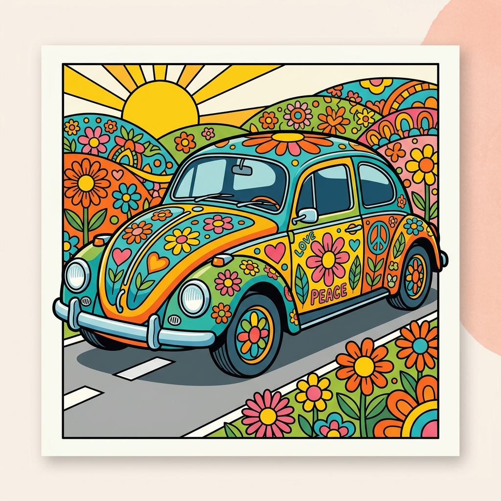 Hippie Folkevogns Fest Toppers Drinktoppers 6 stk Ø8 cm